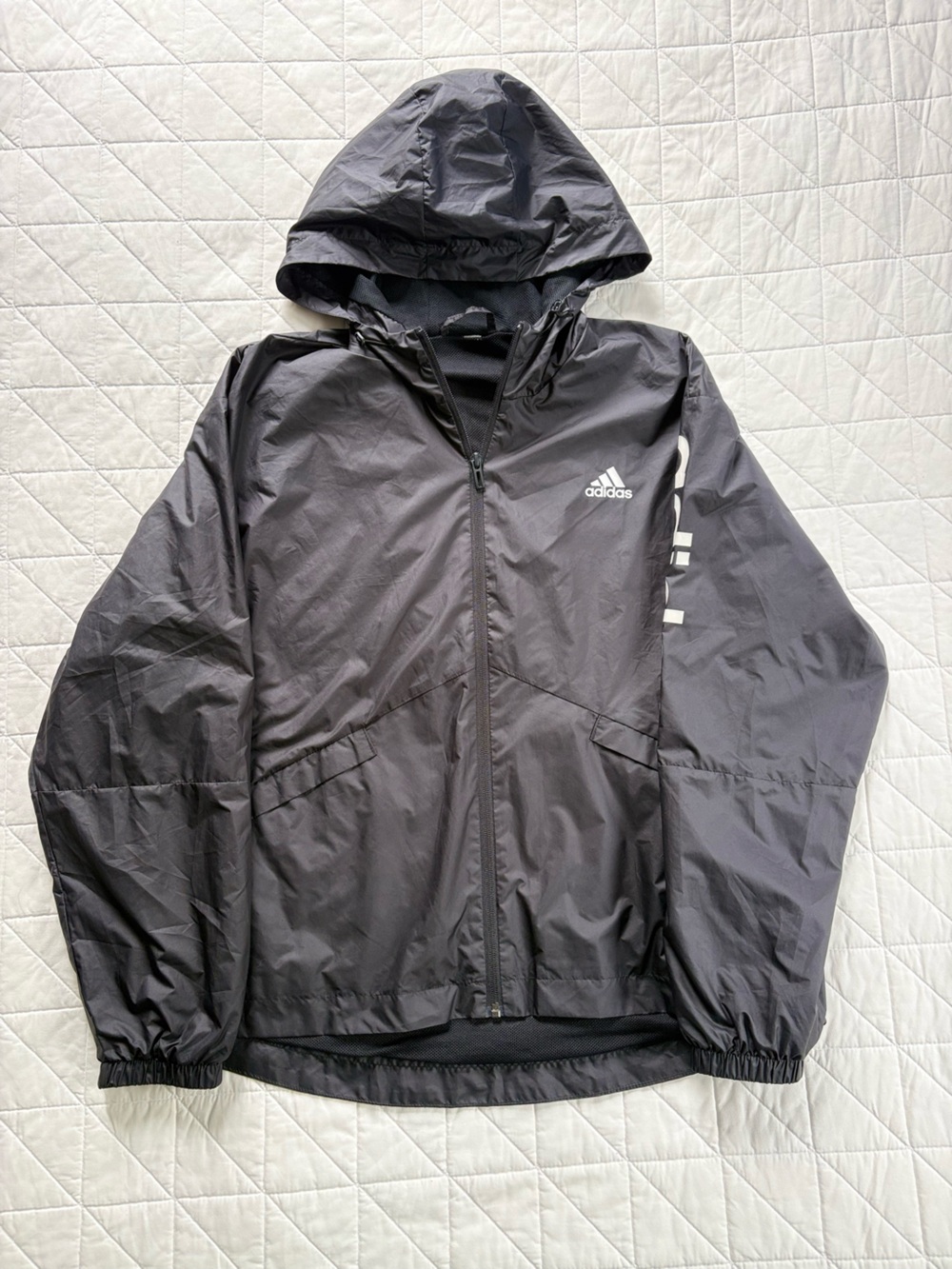 Adidas Lightweight Performance Windbreaker Jacket - Black White Women’s Small
